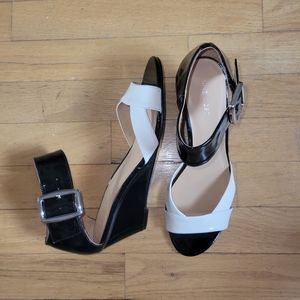 Nine West Black & White Wedge Heels